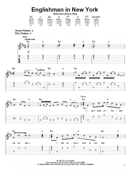 page one of Englishman In New York (Easy Guitar Tab)