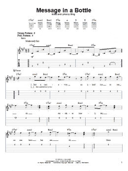 page one of Message In A Bottle (Easy Guitar Tab)