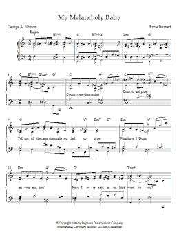 page one of My Melancholy Baby (Piano Solo)
