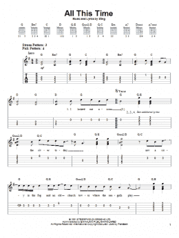page one of All This Time (Easy Guitar Tab)