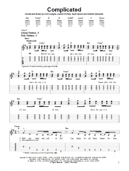 page one of Complicated (Easy Guitar)
