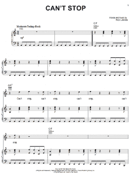 page one of Can't Stop (Piano, Vocal & Guitar Chords (Right-Hand Melody))
