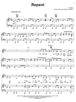 page one of Repent (Piano, Vocal & Guitar Chords (Right-Hand Melody))