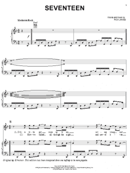 page one of Seventeen (Piano, Vocal & Guitar Chords (Right-Hand Melody))