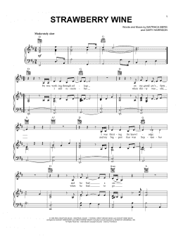 page one of Strawberry Wine (Piano, Vocal & Guitar Chords (Right-Hand Melody))