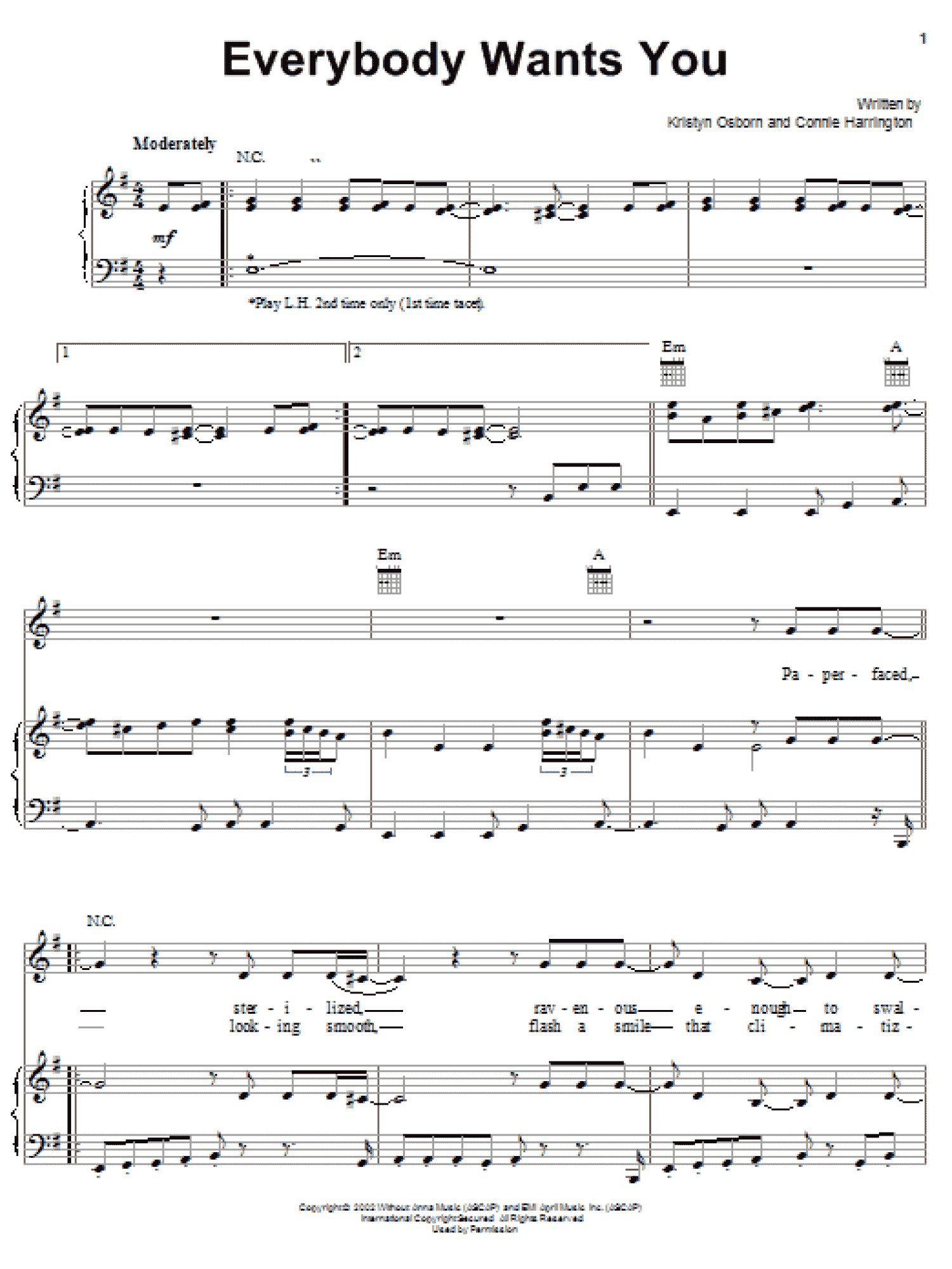 Everybody Wants You (Piano, Vocal & Guitar Chords (Right-Hand Melody))