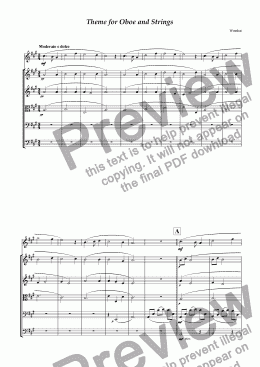 page one of Theme for oboe and strings