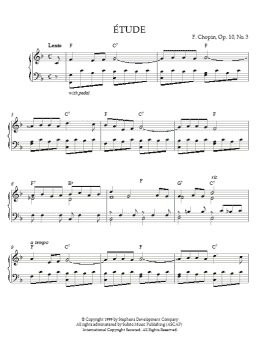 page one of Etude In F Major, Op. 10, No. 3 (originally E Major) (Piano Solo)