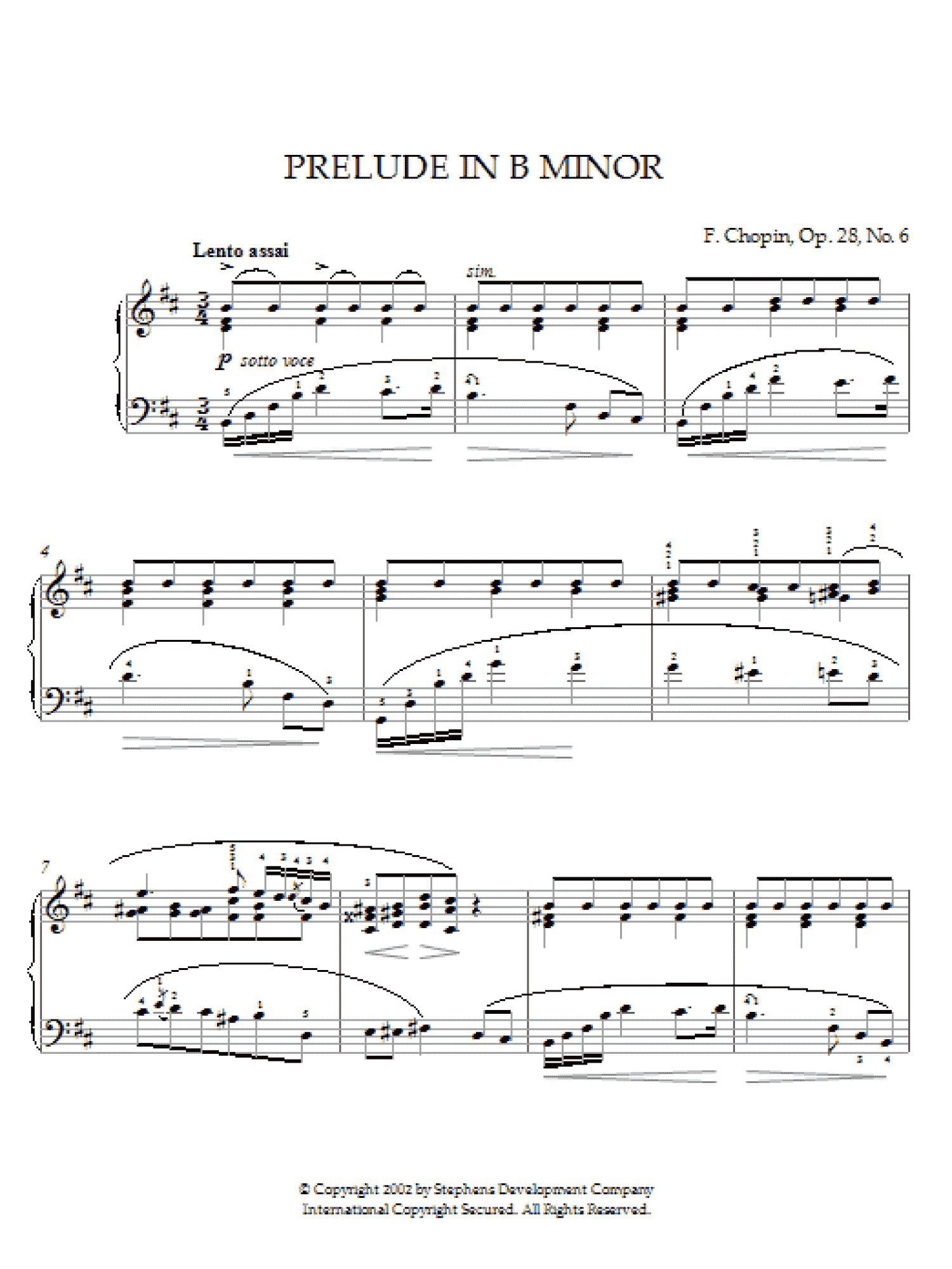 Prelude In B Minor, Op. 28, No. 6 (Piano Solo)
