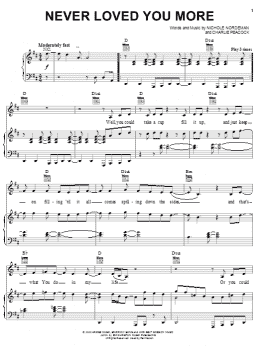page one of Never Loved You More (Piano, Vocal & Guitar Chords (Right-Hand Melody))