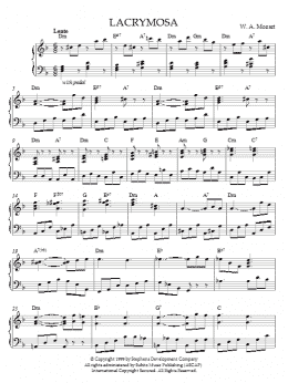 page one of Lacrymosa, K. 626 (Piano Solo)