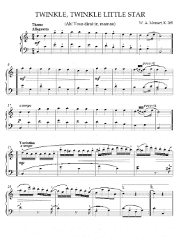 page one of Twinkle, Twinkle Little Star (Ah! Vous dirai-je, maman) Theme (Piano Solo)