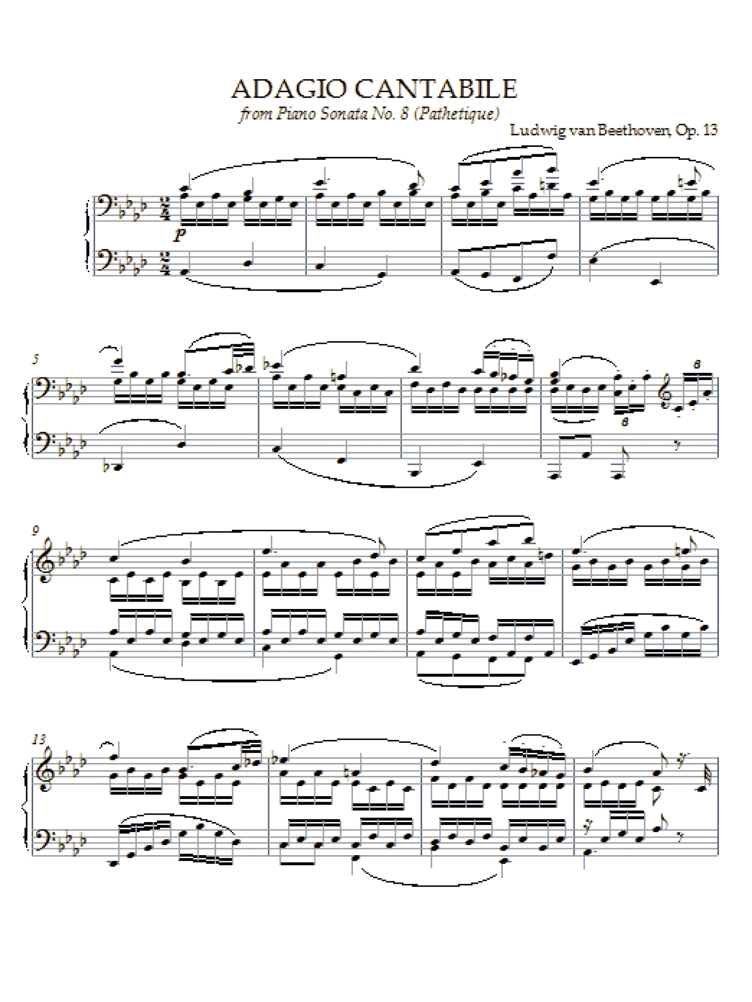 Adagio Cantabile, Op. 13 (Piano Solo)