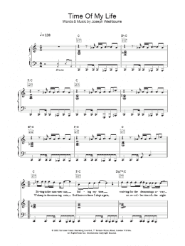 page one of Time Of My Life (Piano, Vocal & Guitar Chords)
