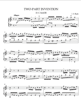 page one of Two-Part Invention in C Major (Piano Solo)