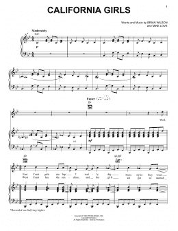page one of California Girls (Piano, Vocal & Guitar Chords (Right-Hand Melody))