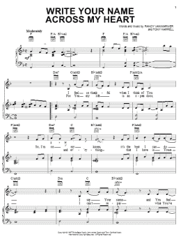 page one of Write Your Name Across My Heart (Piano, Vocal & Guitar Chords (Right-Hand Melody))