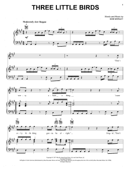 page one of Three Little Birds (Piano, Vocal & Guitar Chords (Right-Hand Melody))