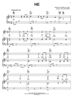page one of He (Piano, Vocal & Guitar Chords (Right-Hand Melody))
