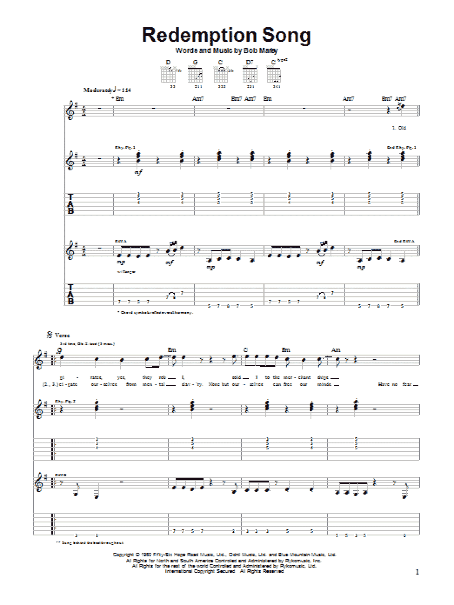Redemption Song (Guitar Tab)