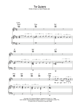 page one of Te Quiero (Piano, Vocal & Guitar Chords)
