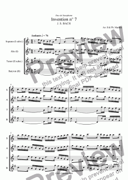 page one of Bach - 2 voices Inventions n°7, 8, 9 (Sax Duo)