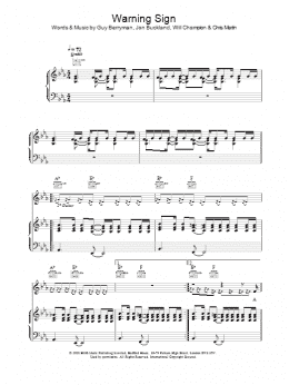 page one of Warning Sign (Piano, Vocal & Guitar Chords)