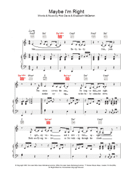 page one of Maybe I'm Right (Piano, Vocal & Guitar Chords)