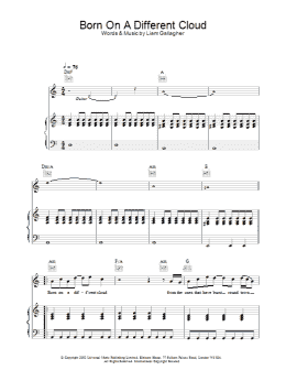 page one of Born On A Different Cloud (Piano, Vocal & Guitar Chords)