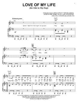 page one of Love Of My Life (An Ode To Hip Hop) (Piano, Vocal & Guitar Chords (Right-Hand Melody))