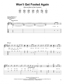 page one of Won't Get Fooled Again (Easy Guitar)
