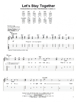 page one of Let's Stay Together (Easy Guitar)