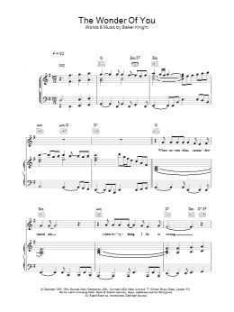 page one of The Wonder Of You (Piano, Vocal & Guitar Chords)