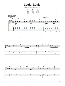 page one of Louie, Louie (Easy Guitar Tab)