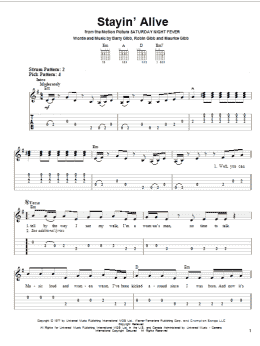 page one of Stayin' Alive (Easy Guitar Tab)