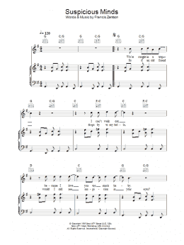 page one of Suspicious Minds (Piano, Vocal & Guitar Chords)