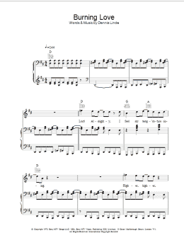 page one of Burning Love (Piano, Vocal & Guitar Chords)