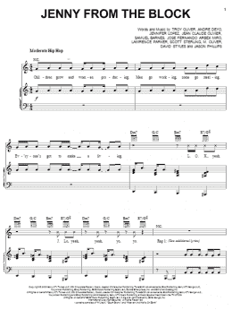 page one of Jenny From The Block (Piano, Vocal & Guitar Chords (Right-Hand Melody))