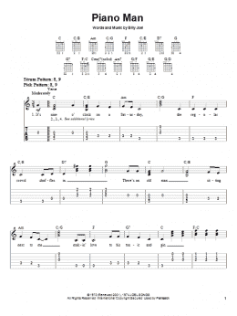 page one of Piano Man (Easy Guitar)