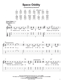 page one of Space Oddity (Easy Guitar)