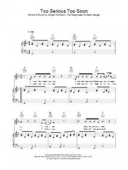page one of Too Serious Too Soon (Piano, Vocal & Guitar Chords)