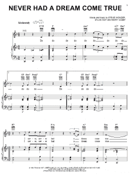 page one of Never Had A Dream Come True (Piano, Vocal & Guitar Chords (Right-Hand Melody))