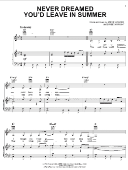 page one of Never Dreamed You'd Leave In Summer (Piano, Vocal & Guitar Chords (Right-Hand Melody))