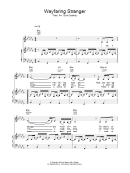page one of Wayfaring Stranger (no intro) (Piano, Vocal & Guitar Chords)