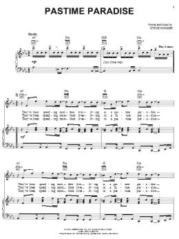 page one of Pastime Paradise (Piano, Vocal & Guitar Chords (Right-Hand Melody))