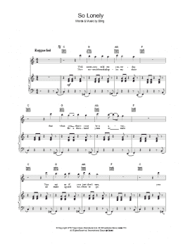 page one of So Lonely (Piano, Vocal & Guitar Chords)