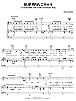 page one of Superwoman (Where Were You When I Needed You) (Piano, Vocal & Guitar Chords (Right-Hand Melody))