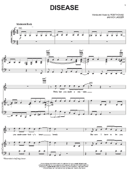 page one of Disease (Piano, Vocal & Guitar Chords (Right-Hand Melody))