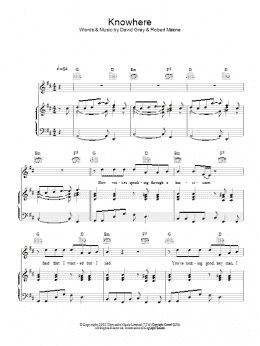 page one of Knowhere (Piano, Vocal & Guitar Chords)