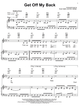 page one of Get Off My Back (Piano, Vocal & Guitar Chords (Right-Hand Melody))